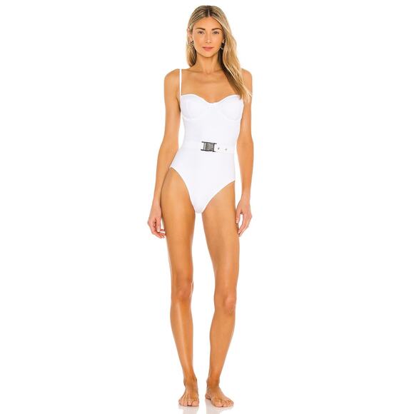 OW Collection Morocco One Piece Swimsuit Underwire Detachable Belt White Size M - Picture 1 of 8
